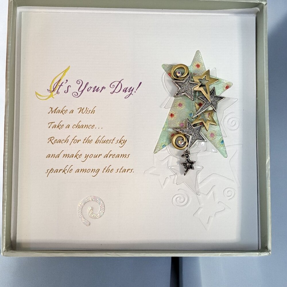 Patricia Darling Dash “it’s Your Day”Brooch/ Pin. ‘ Pewter’  Make Wish